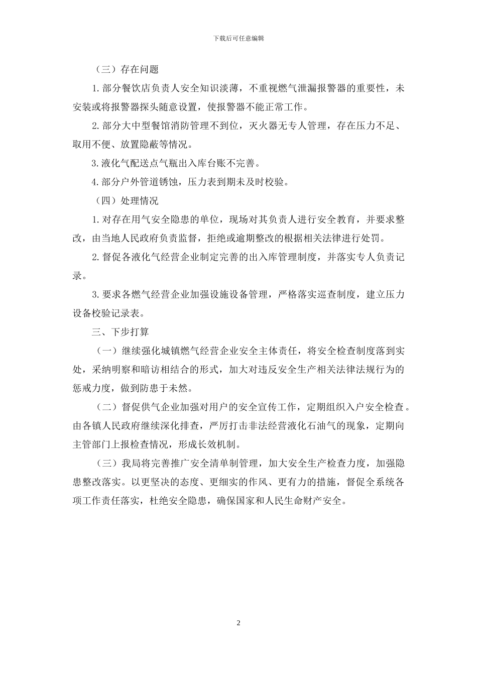 城镇燃气百日安全专项行动工作报告_第2页