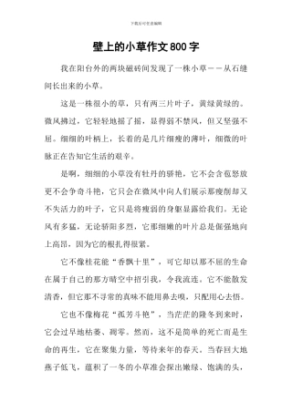 壁上的小草作文800字