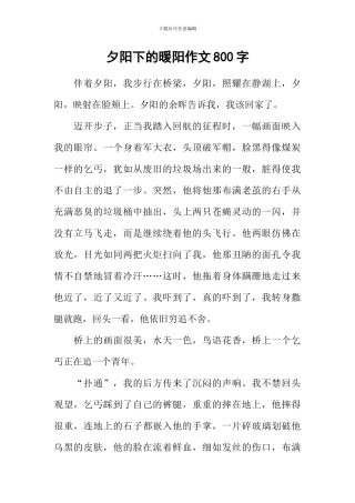 夕阳下的暖阳作文800字