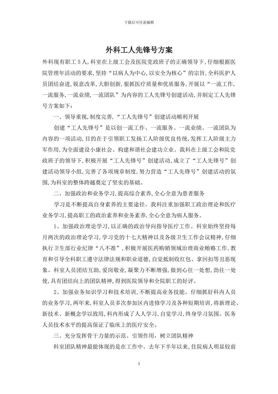 外科工人先锋号方案_第1页