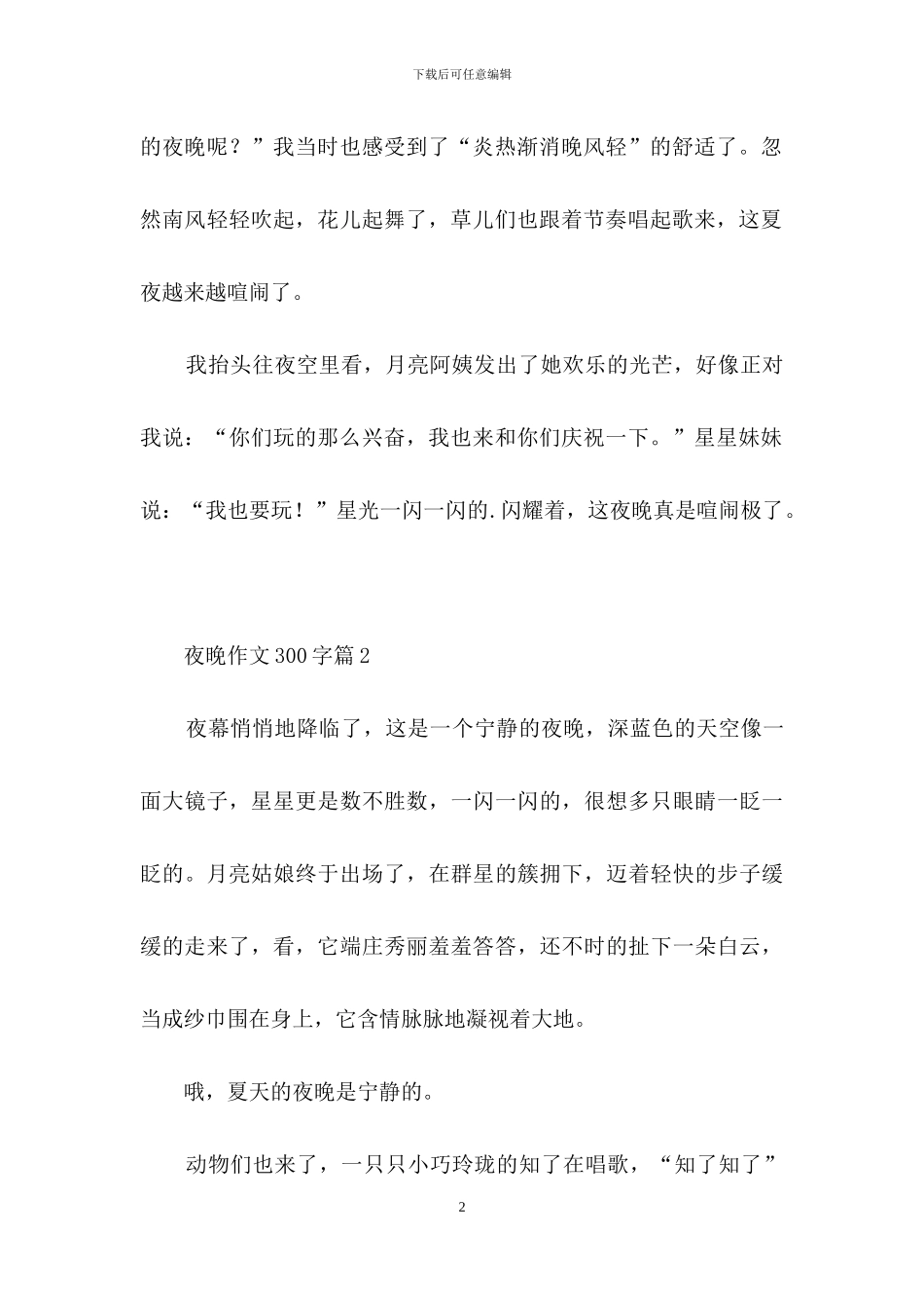 夜晚作文300字四篇_第2页