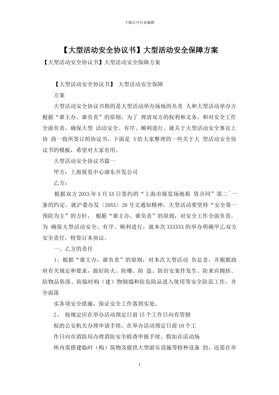 大型活动安全保障方案_第1页