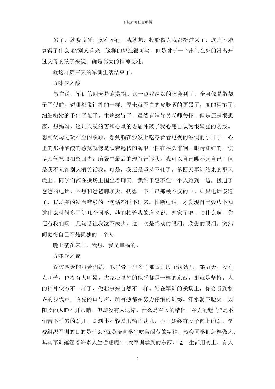 大学军训心得体会2024字_第2页