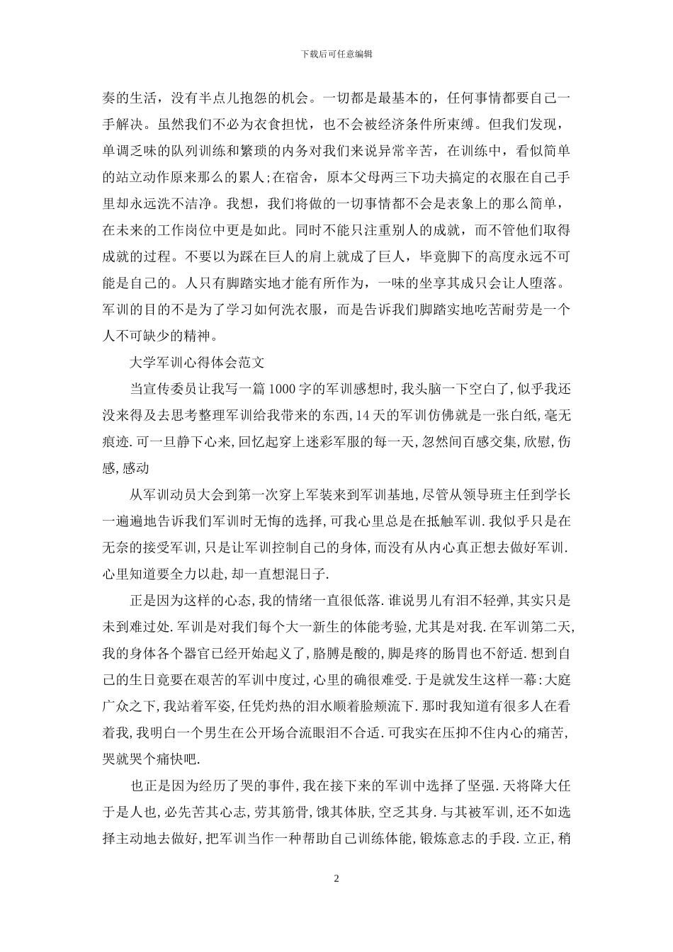 大学军训心得范文_第2页