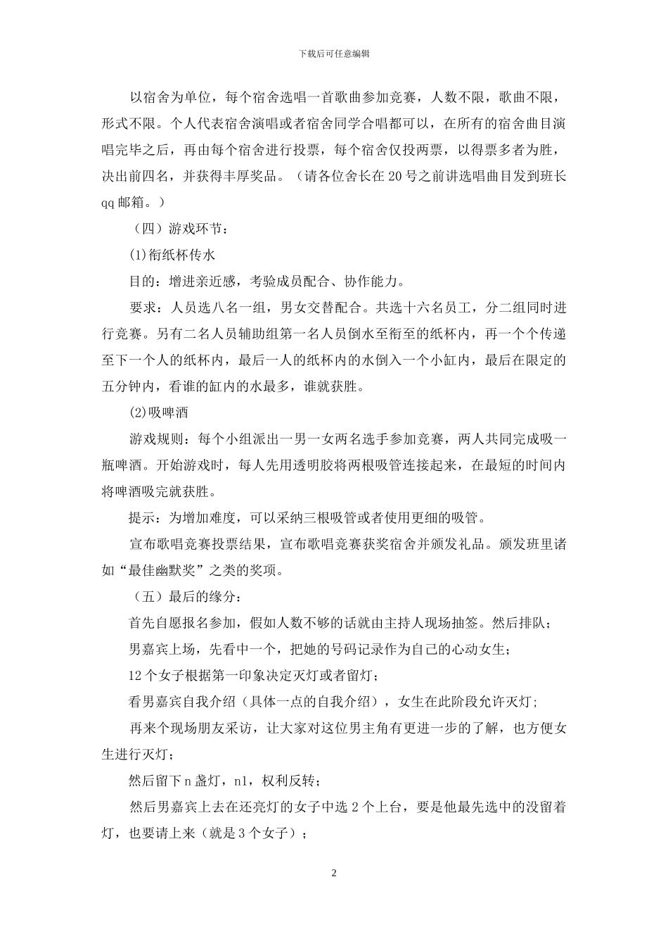 大学毕业酒会晚会策划书_第2页