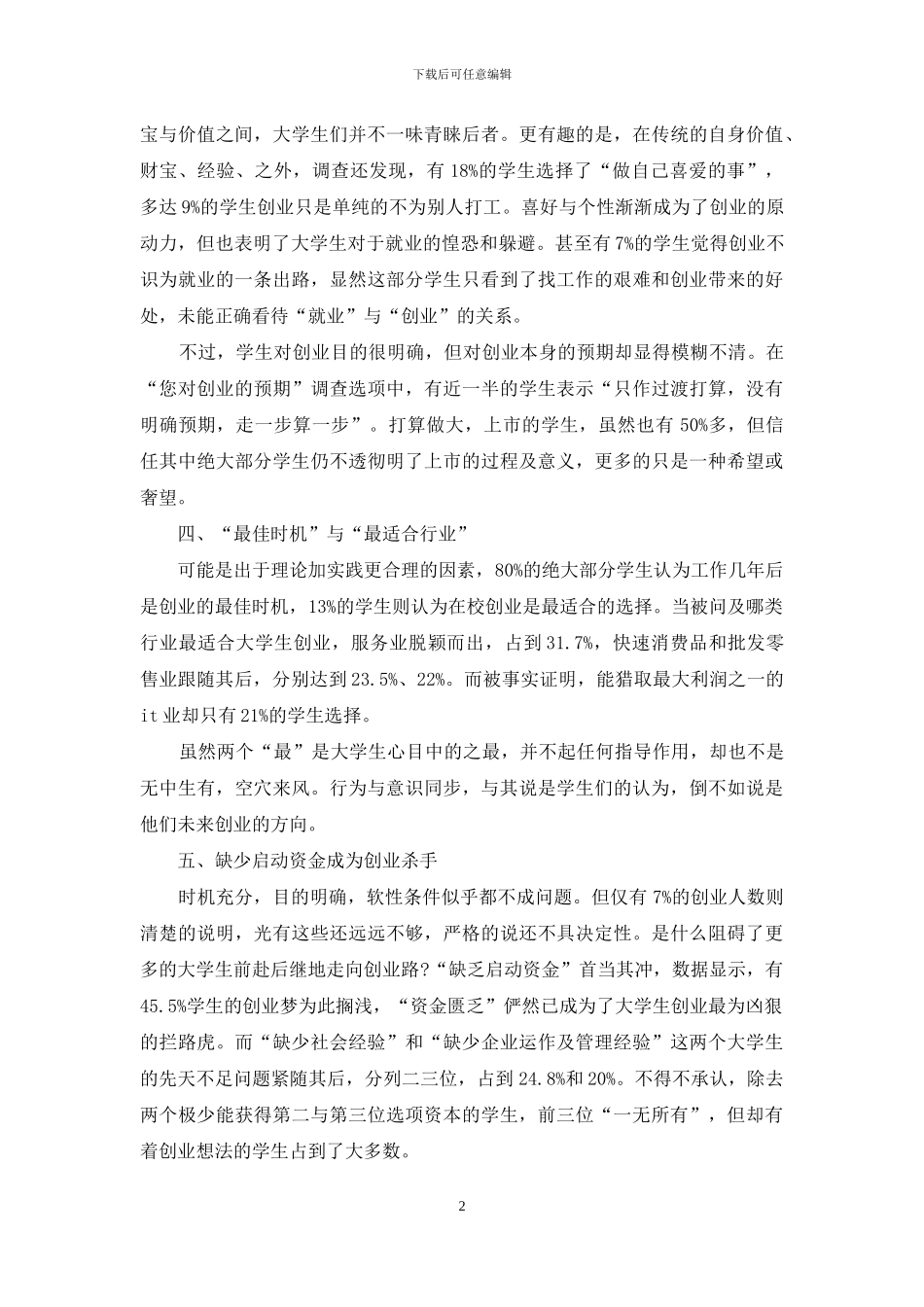 大学生创业情况考察报告_第2页