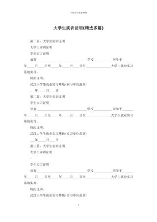 大学生实训证明