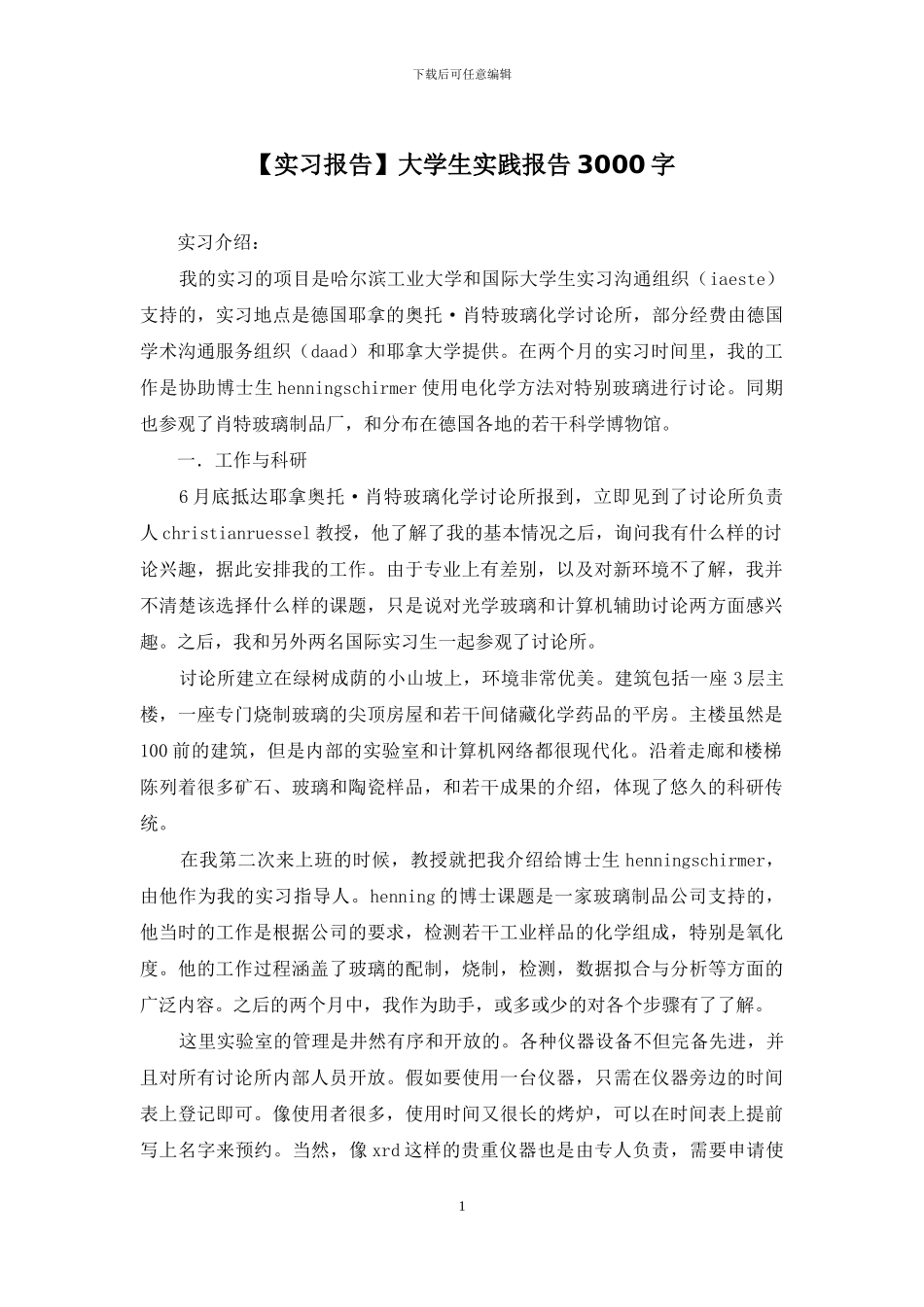 大学生实践报告3000字_第1页