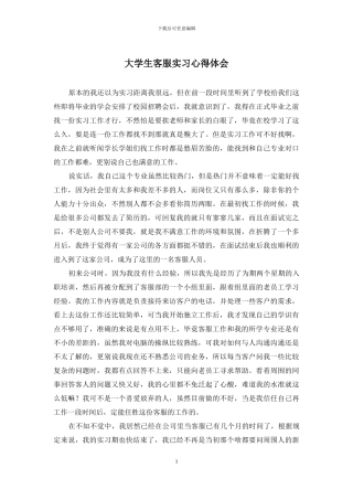 大学生客服实习心得体会