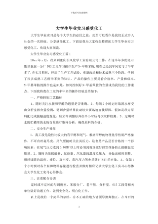大学生毕业实习感受化工