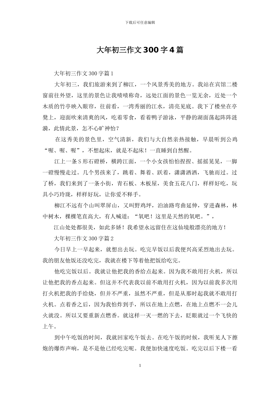 大年初三作文300字4篇-1_第1页