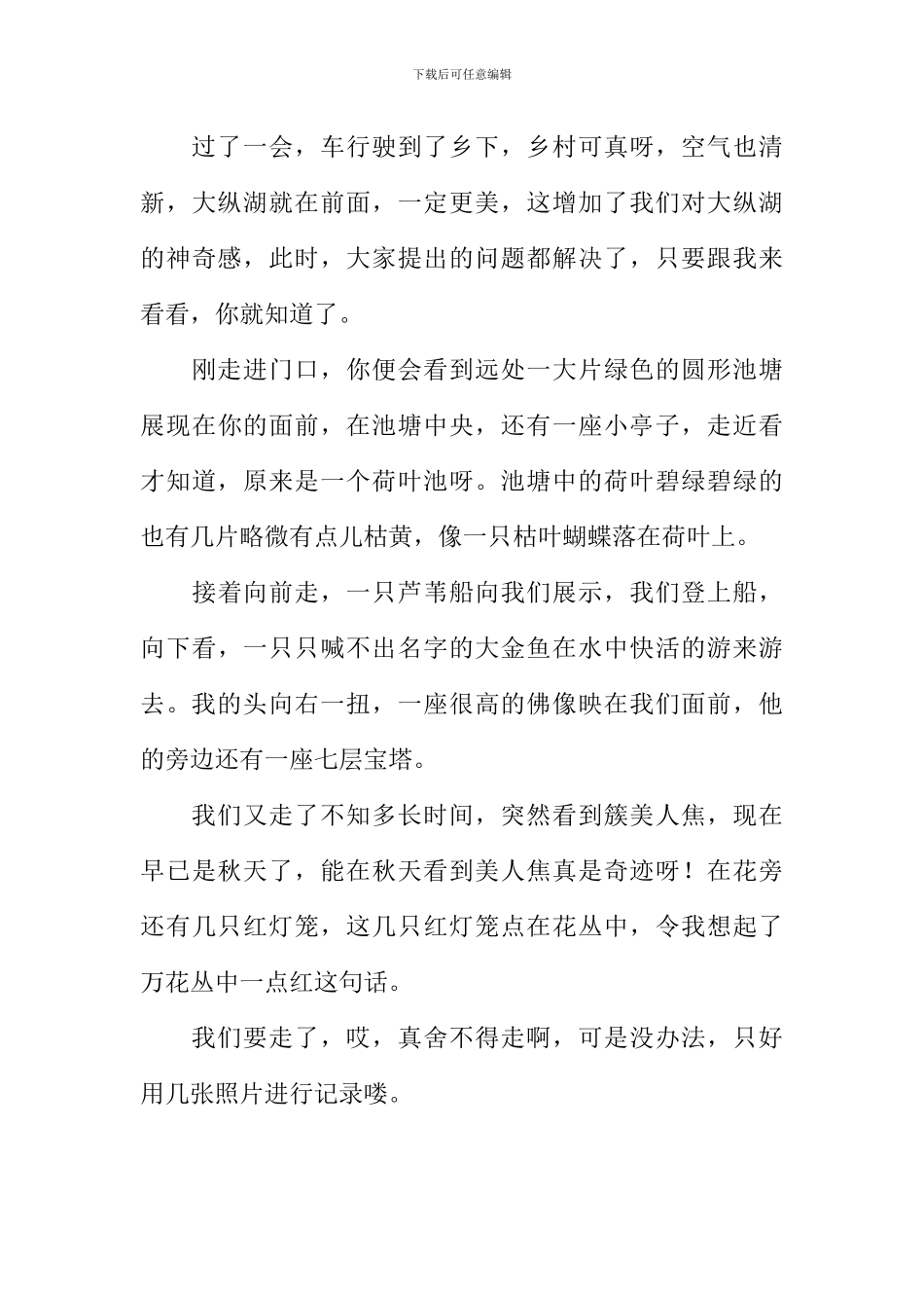 大纵湖一日游作文_第3页