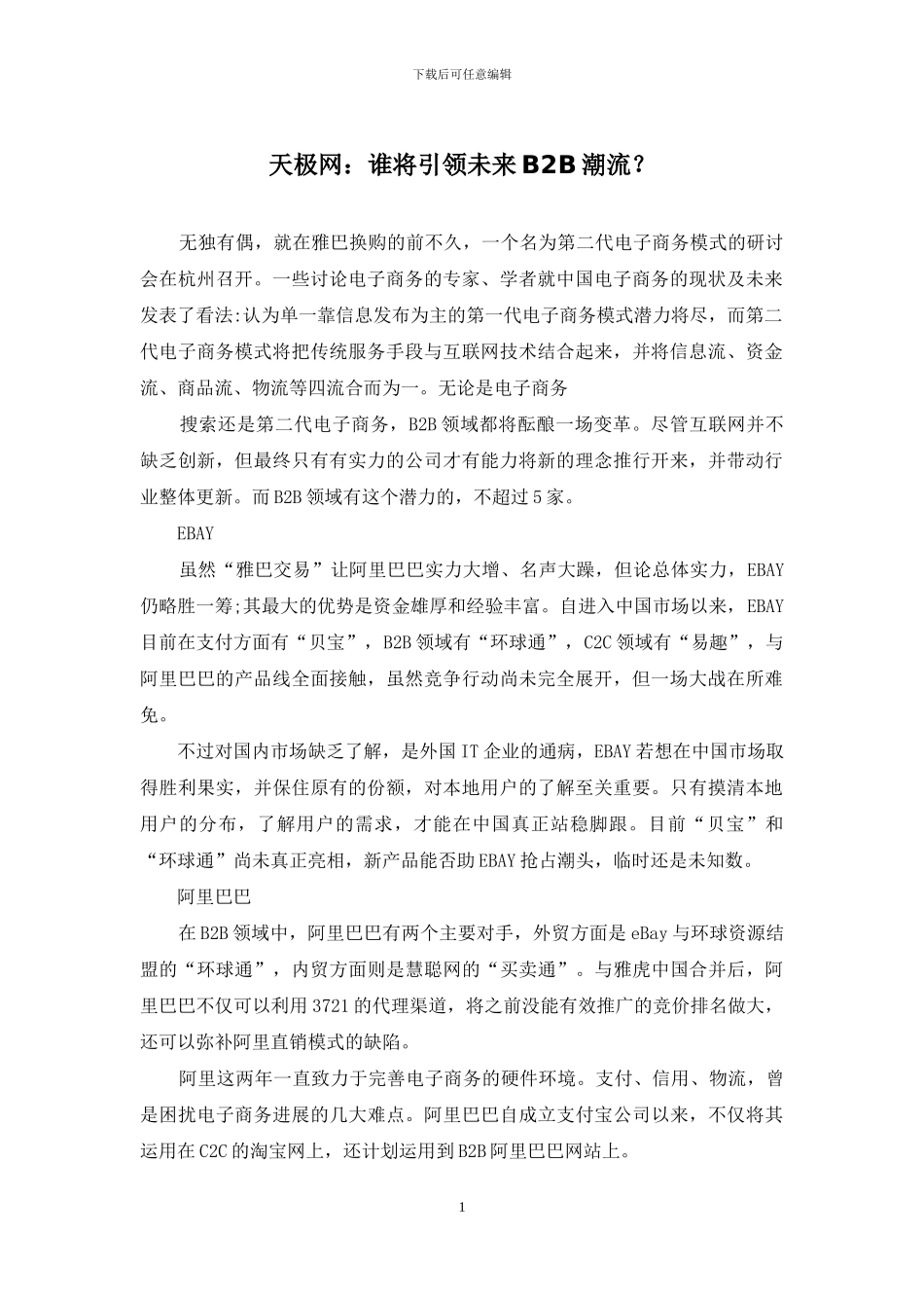天极网：谁将引领未来B2B潮流？_第1页