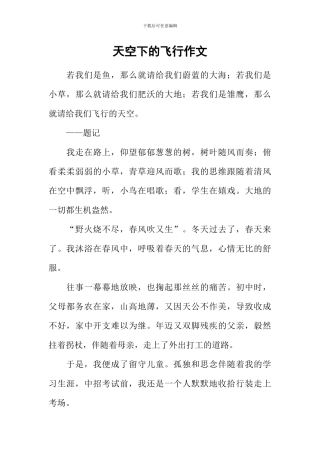 天空下的飞翔作文