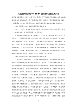 央视新时代好少年2024观后感心得范文六篇