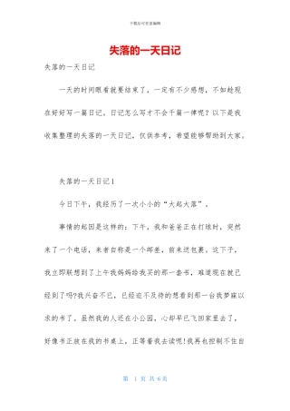 失落的一天日记