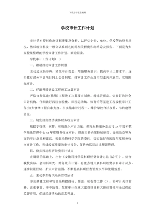 学校审计工作计划