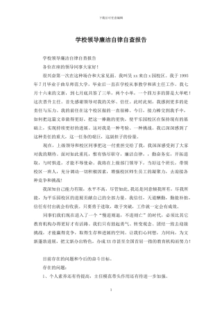 学校领导廉洁自律自查报告