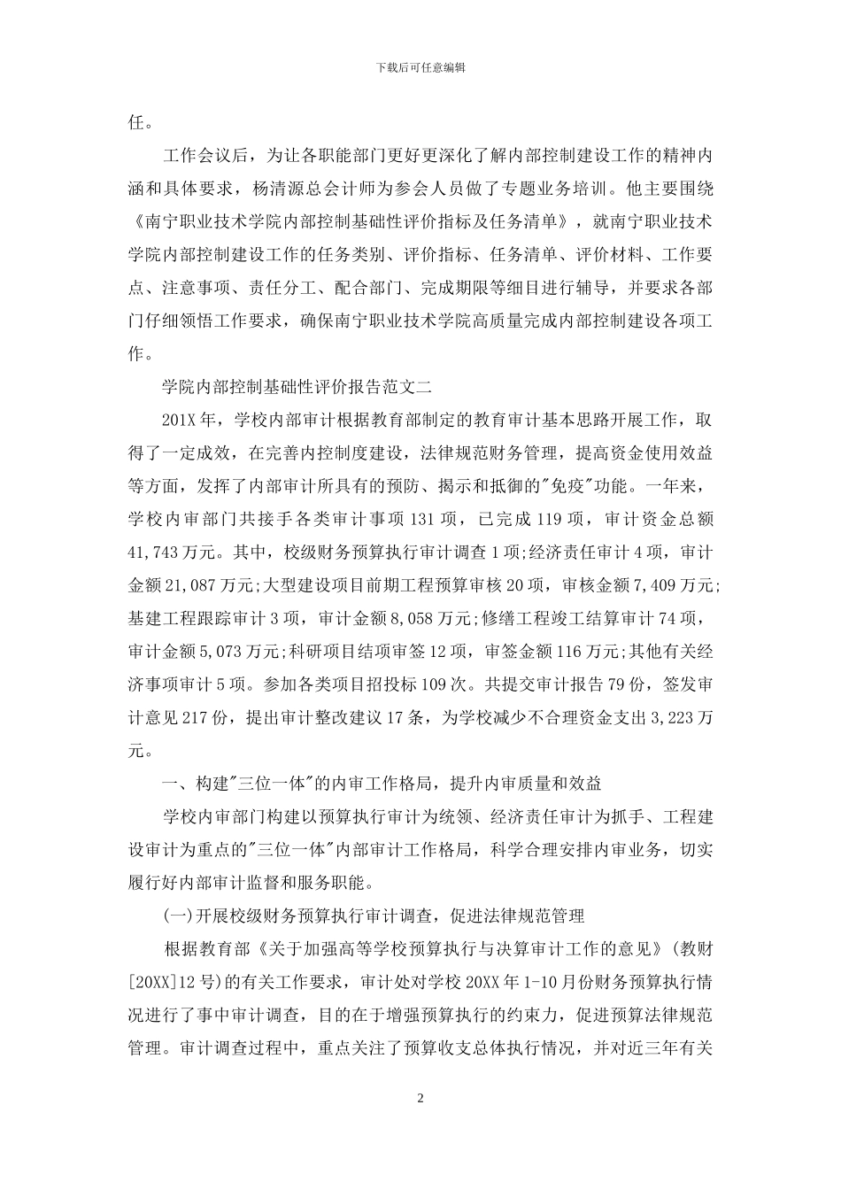 学院内部控制基础性评价报告_第2页