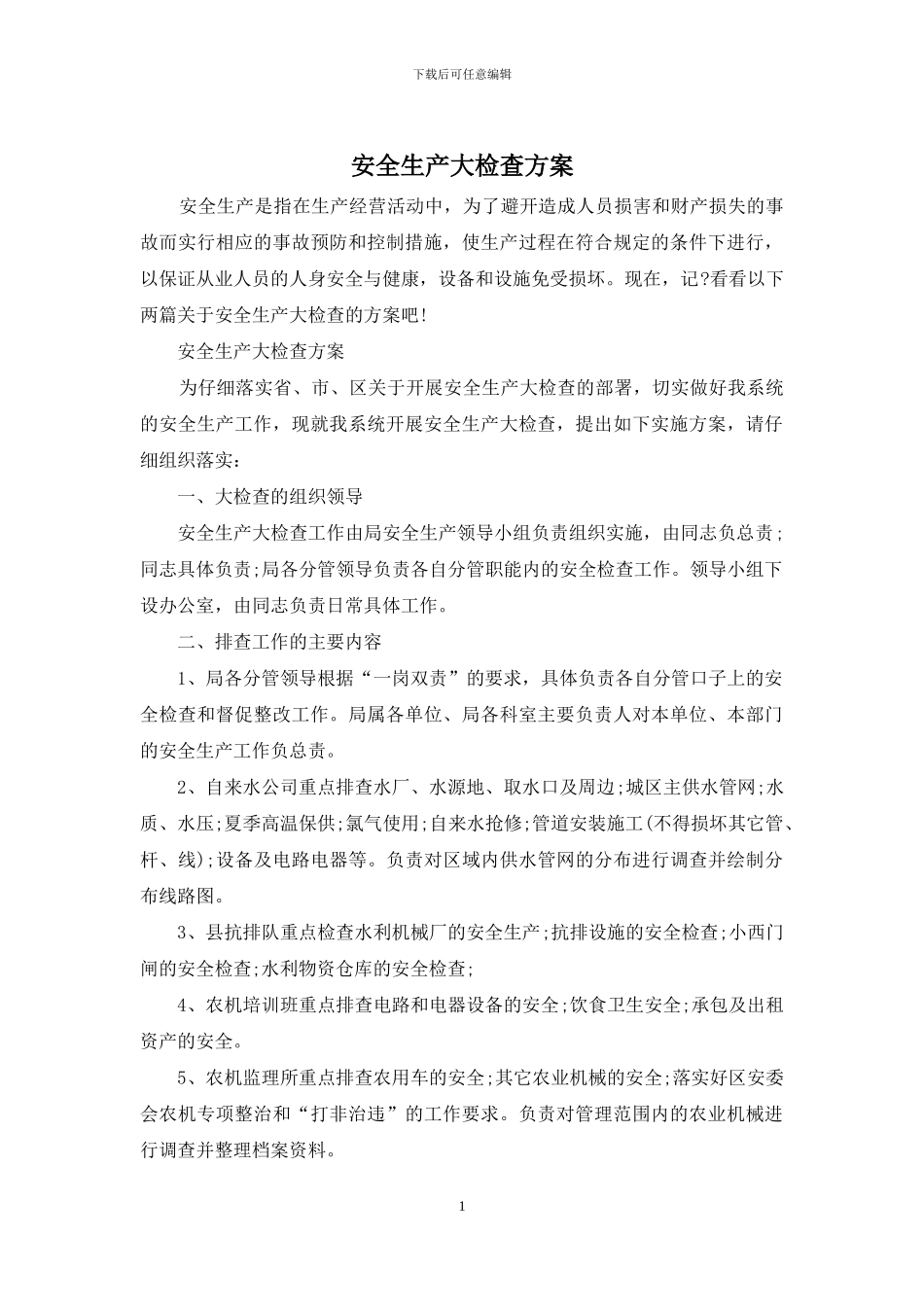 安全生产大检查方案_第1页