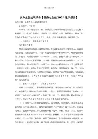 安办主任述职报告