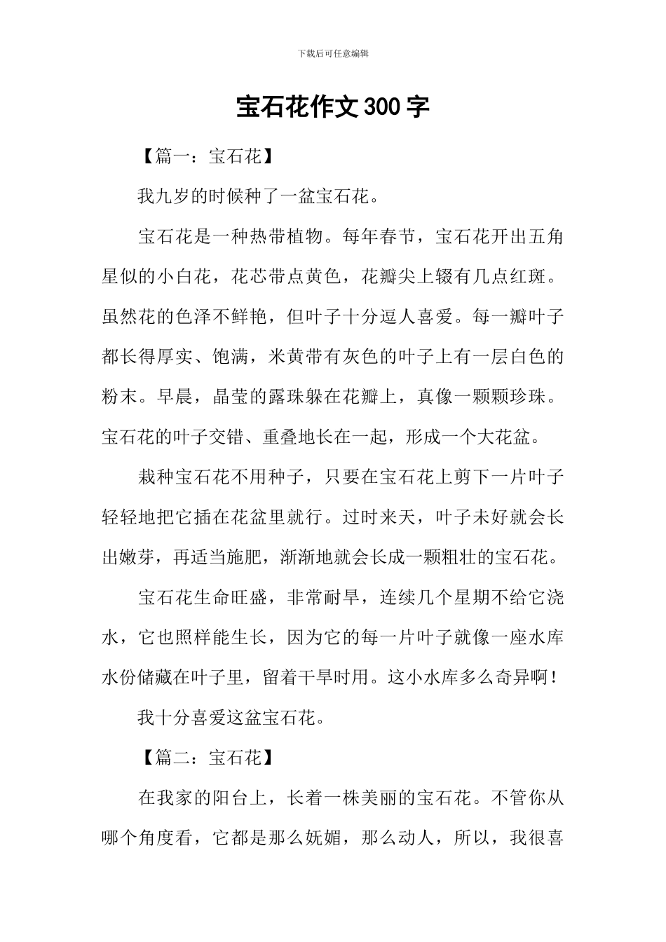 宝石花作文300字_第1页