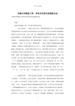 实施乡村赋能工程-培育农村现代流通新业态