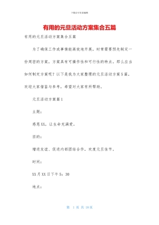 实用的元旦活动方案集合五篇