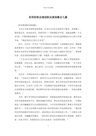 实用的职业规划职业规划集合九篇