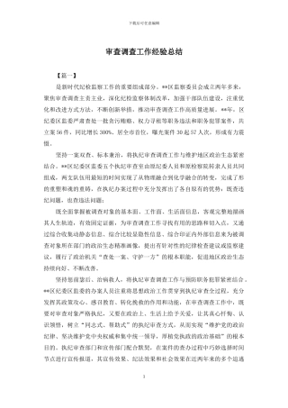 审查调查工作经验总结