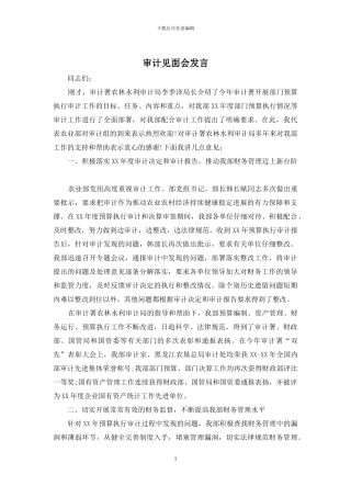审计见面会发言