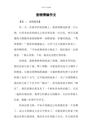 宠物情缘作文