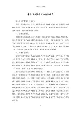 家电下乡资金管治自查报告