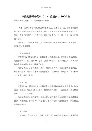 家庭药膳常备药材-药膳食疗3000例