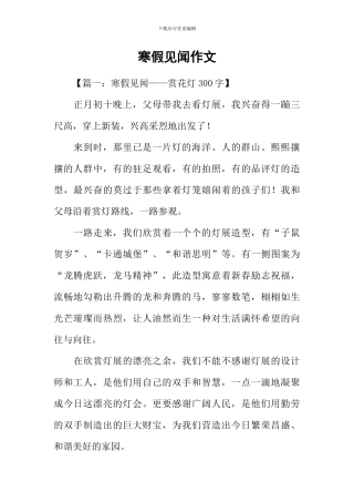 寒假见闻作文-1