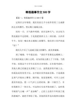寒假趣事作文500字
