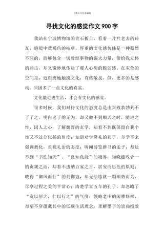 寻找文化的感觉作文900字