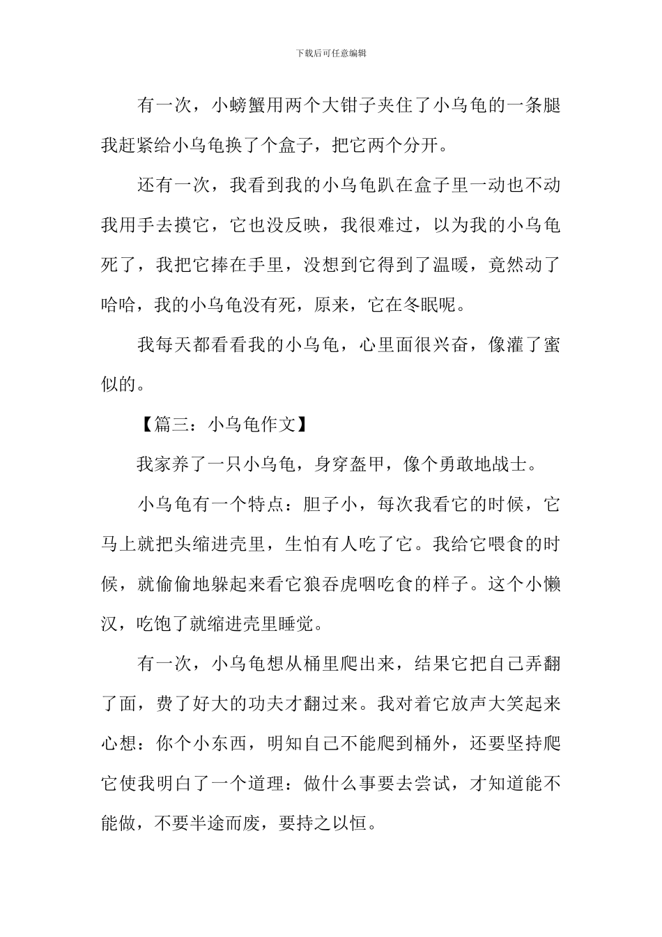 小乌龟作文200字-1_第2页
