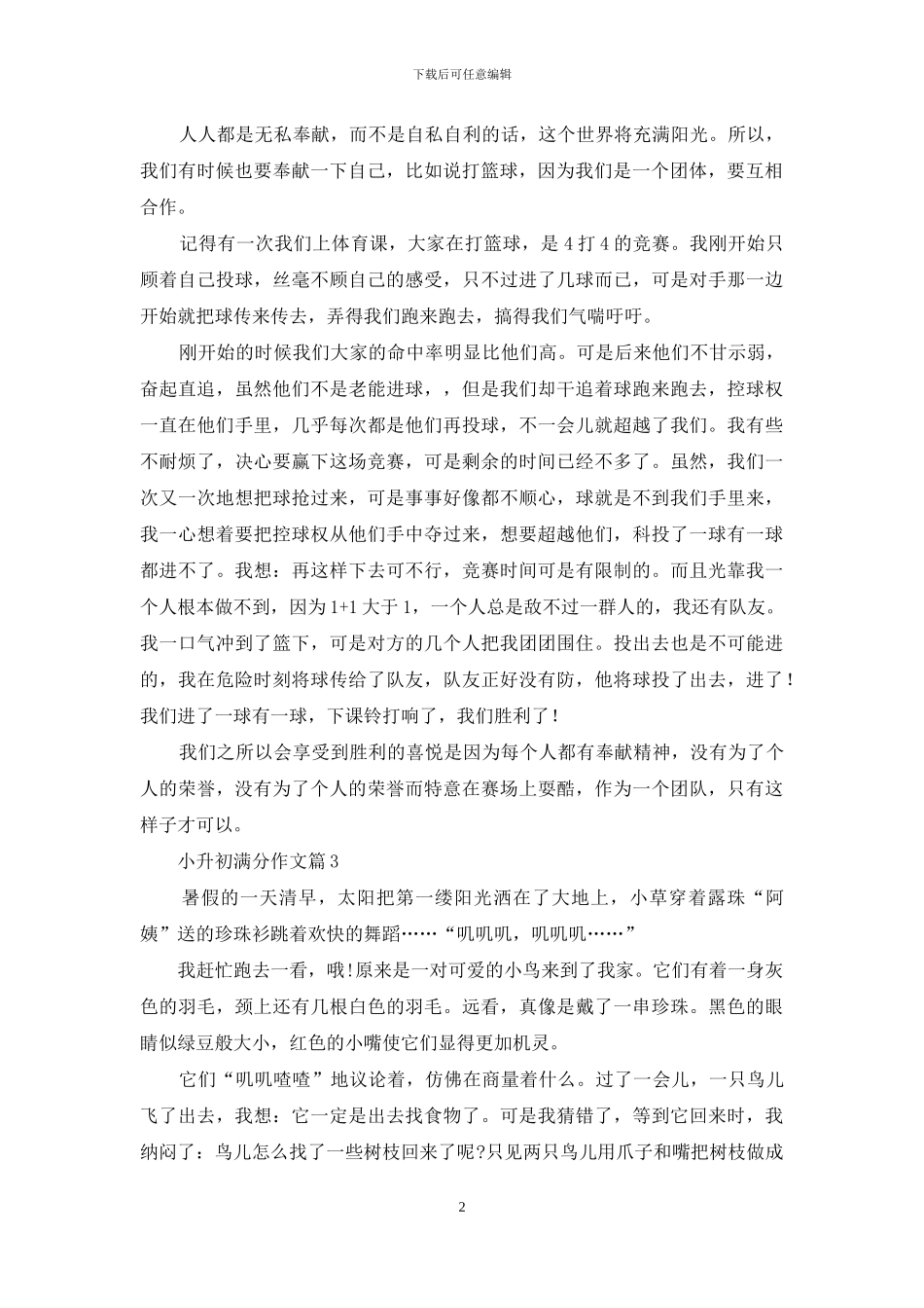 小升初满分作文8篇_第2页