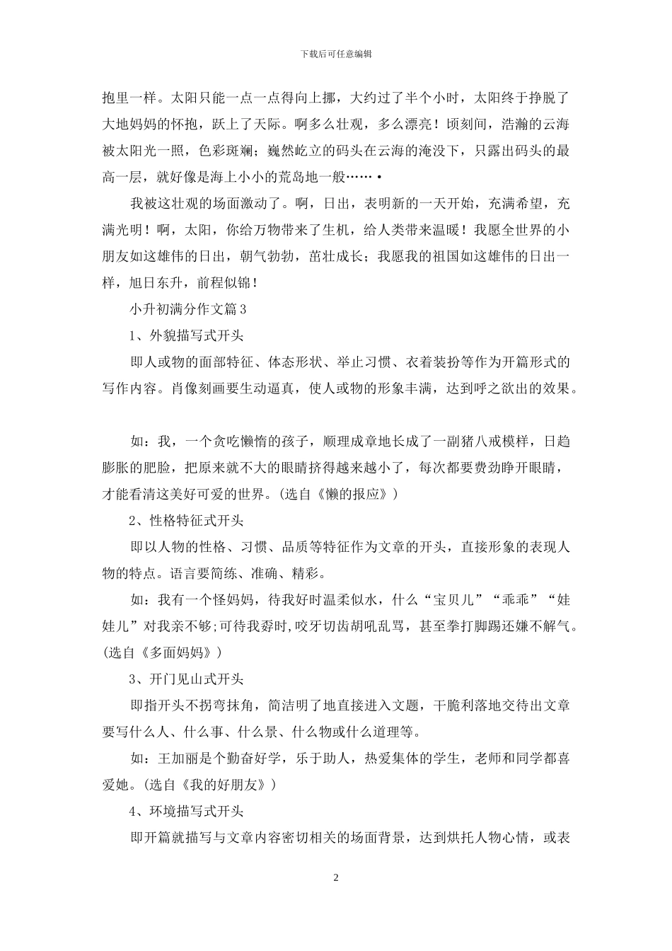 小升初满分作文集锦六篇_第2页