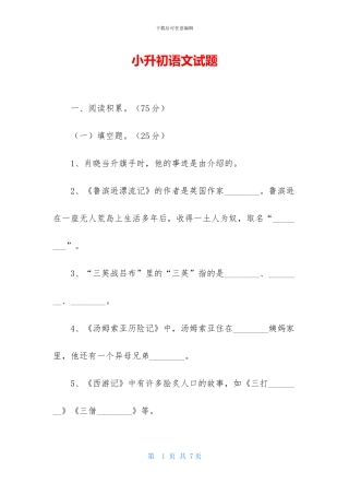 小升初语文试题-2