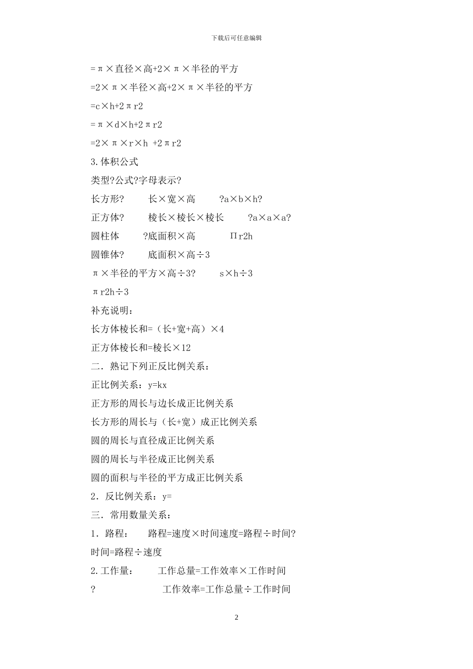 小学1-6年级数学公式大全_第2页
