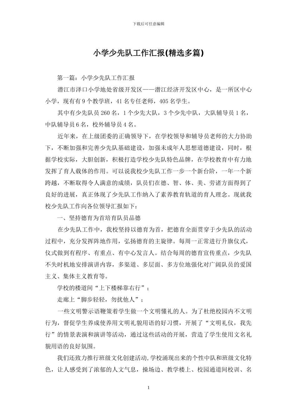 小学少先队工作汇报_第1页