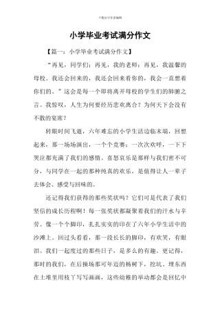 小学毕业考试满分作文