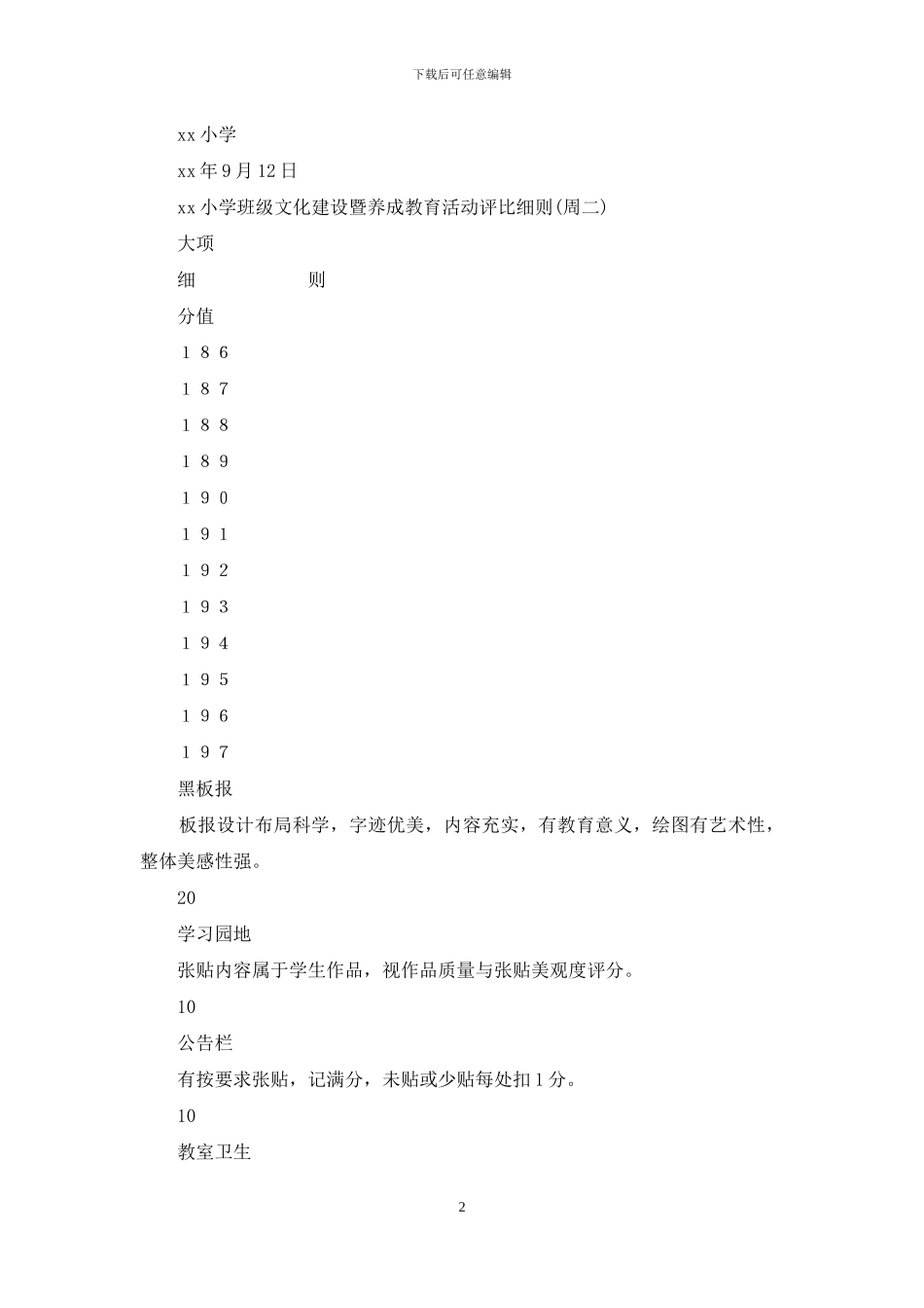 小学班级文化建设暨养成教育活动方案_第2页