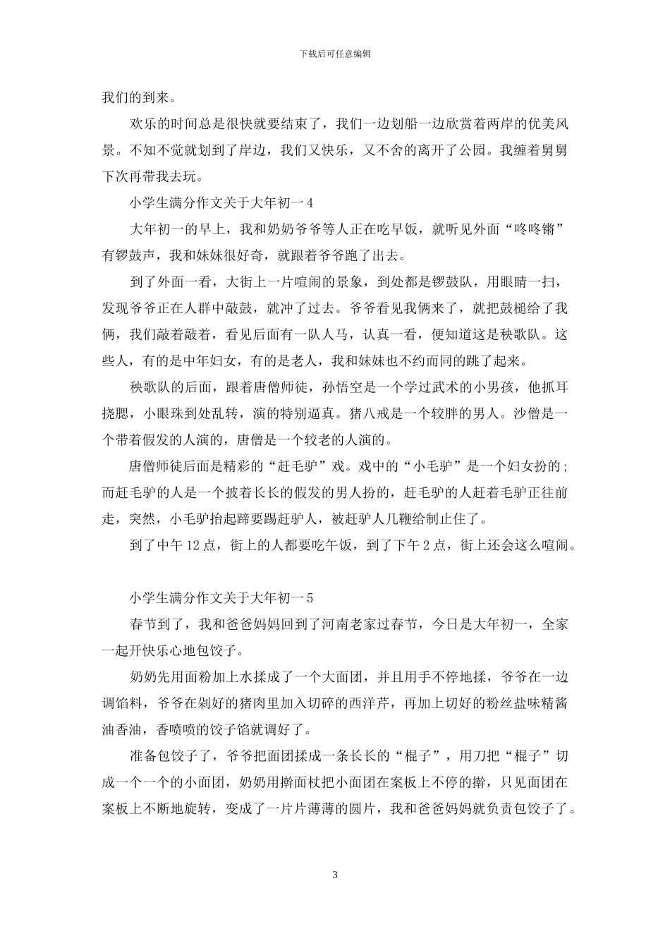 小学生作文关于大年初一_第3页