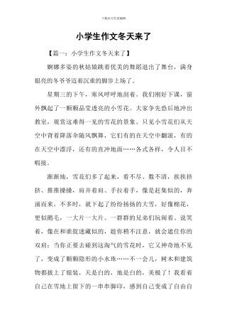 小学生作文冬天来了
