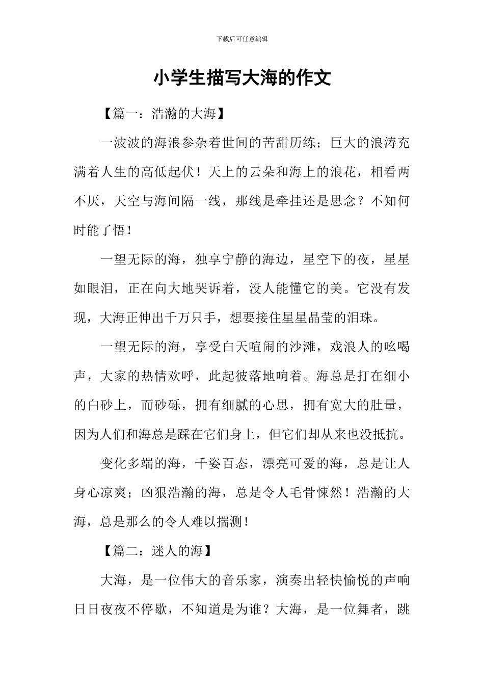 小学生描写大海的作文_第1页