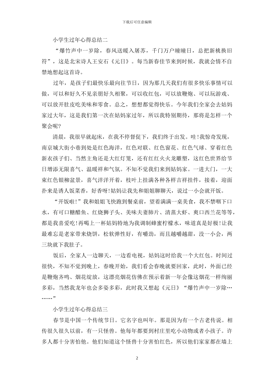 小学生过年心得总结精选_第2页