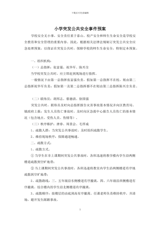 小学突发公共安全事件预案